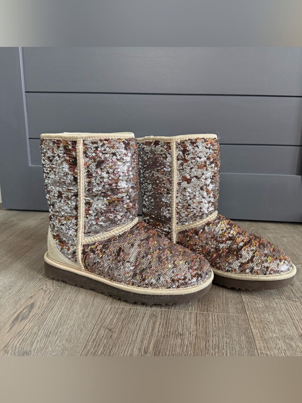 UGG Sequin Short Boots - Rose Gold and Silver